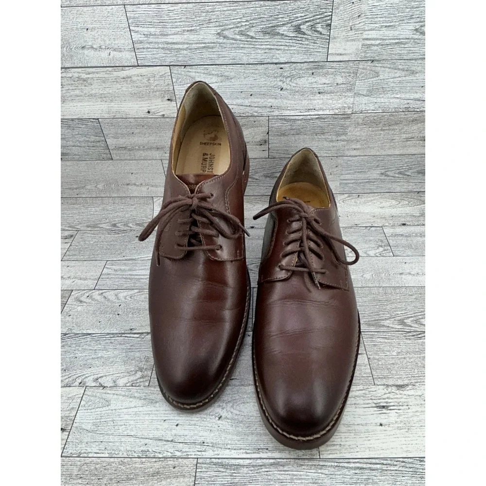 Johnston & Murphy Mens Brown‎ Leather Oxford Dress Shoes Size 9M Made in Brazil